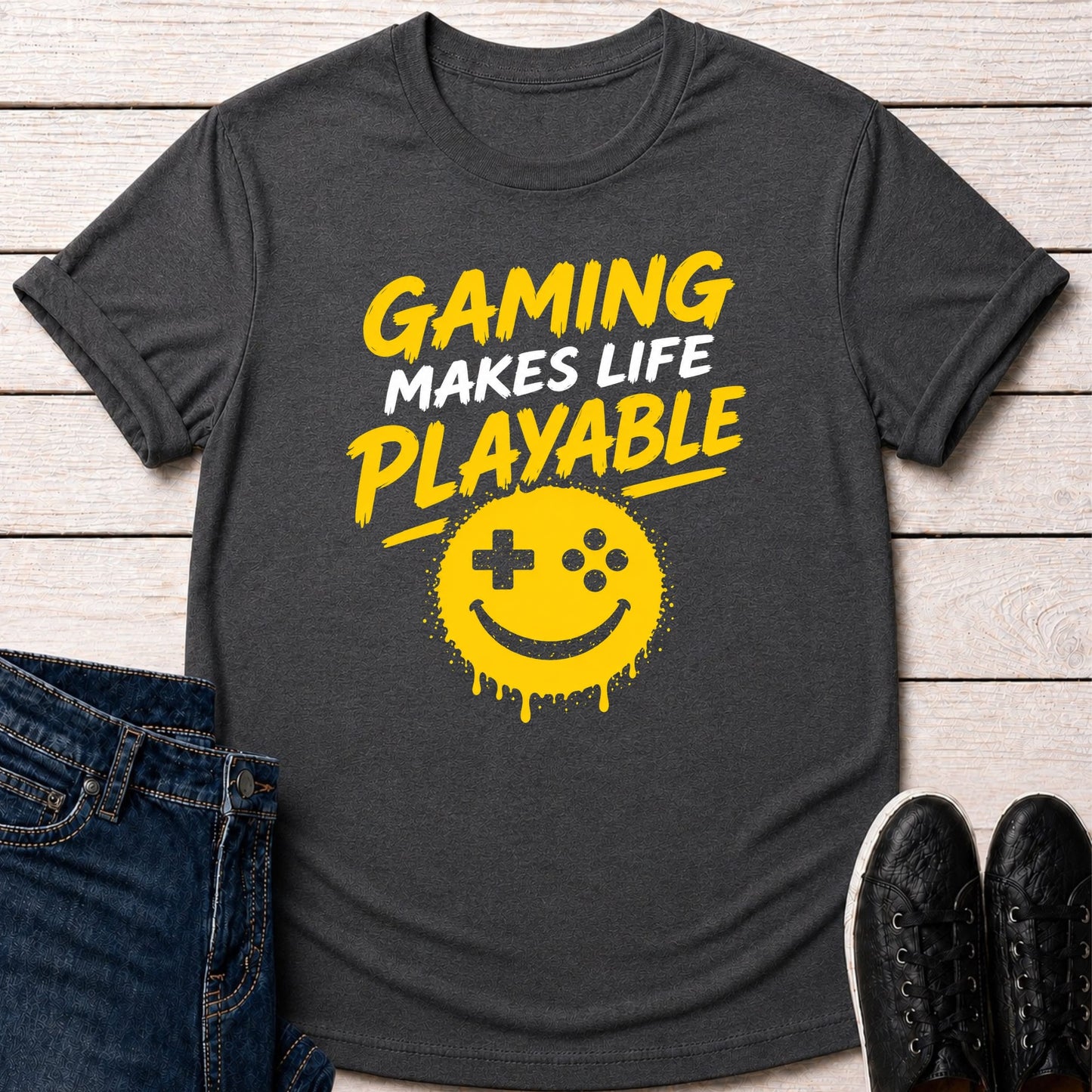 T-Shirt Dark Grey Heather / S Online / Offline Player T-shirt