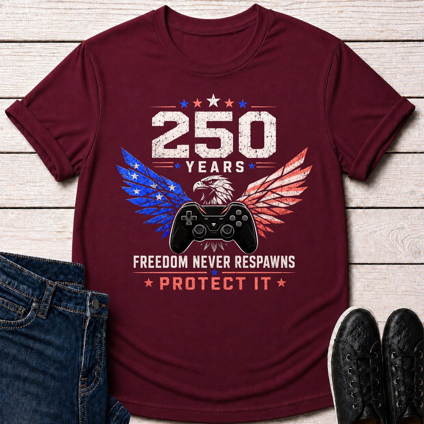 T-Shirt Maroon / S Freedom Never Respawns T-shirt