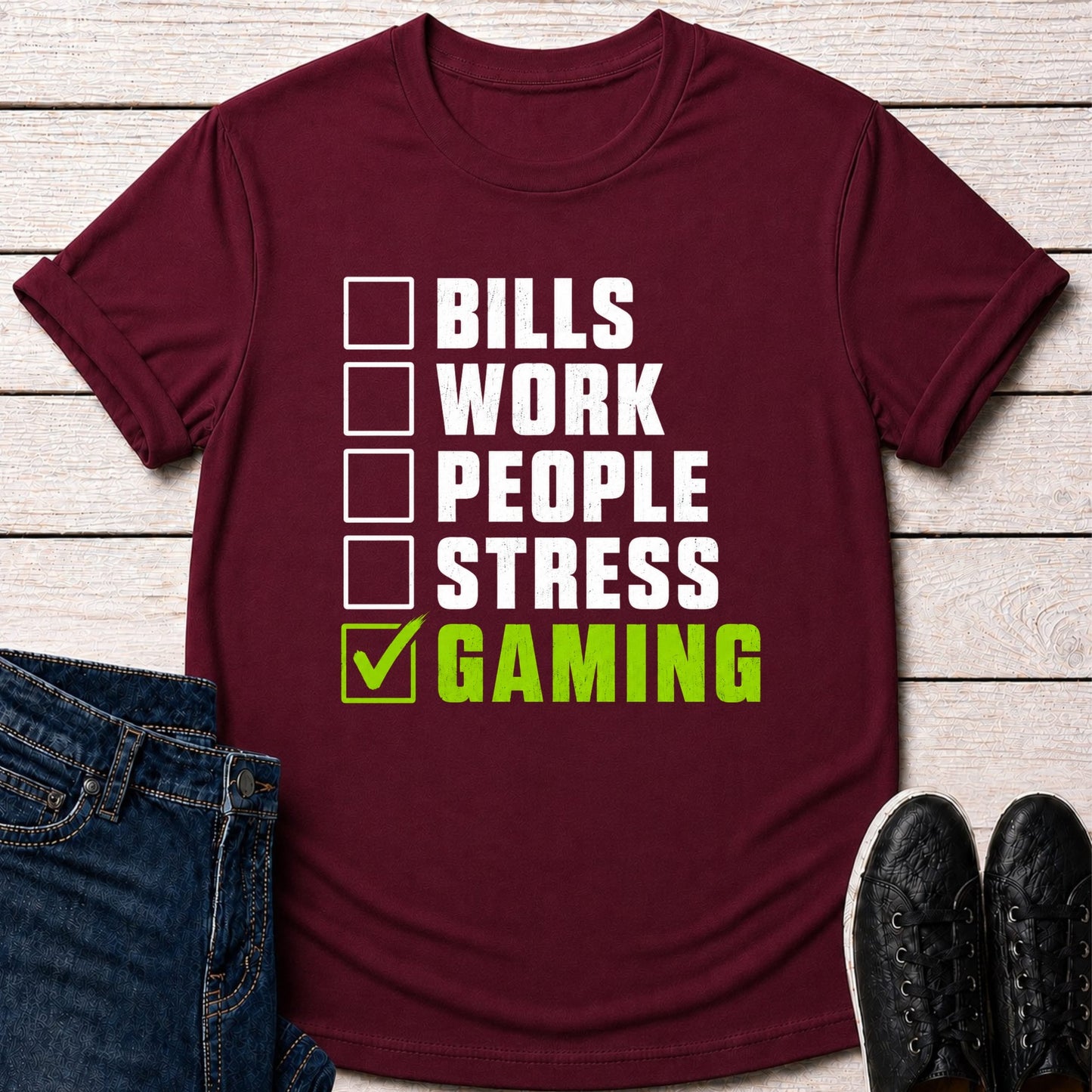 T-Shirt Maroon / S Gaming Checklist T-Shirt