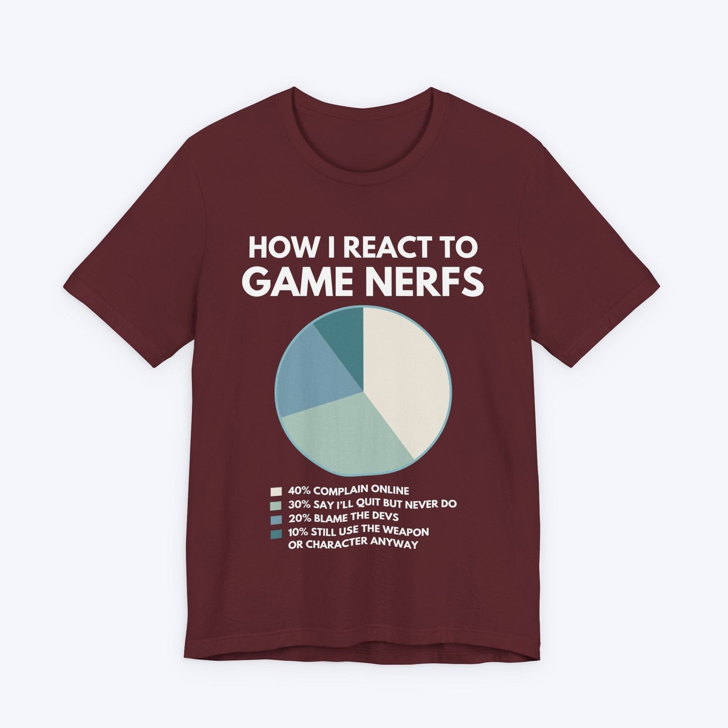 T-Shirt Maroon / S How I React To Game Nerfs T-shirt