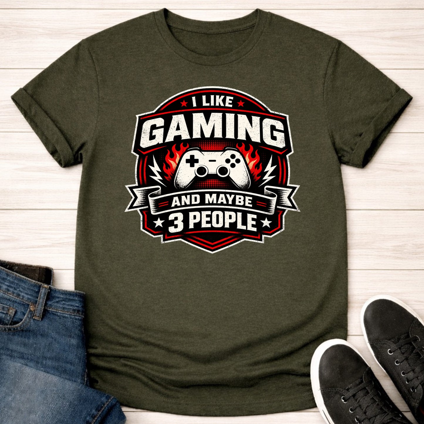 T-Shirt Military Green / S 3 People at Most T-shirt