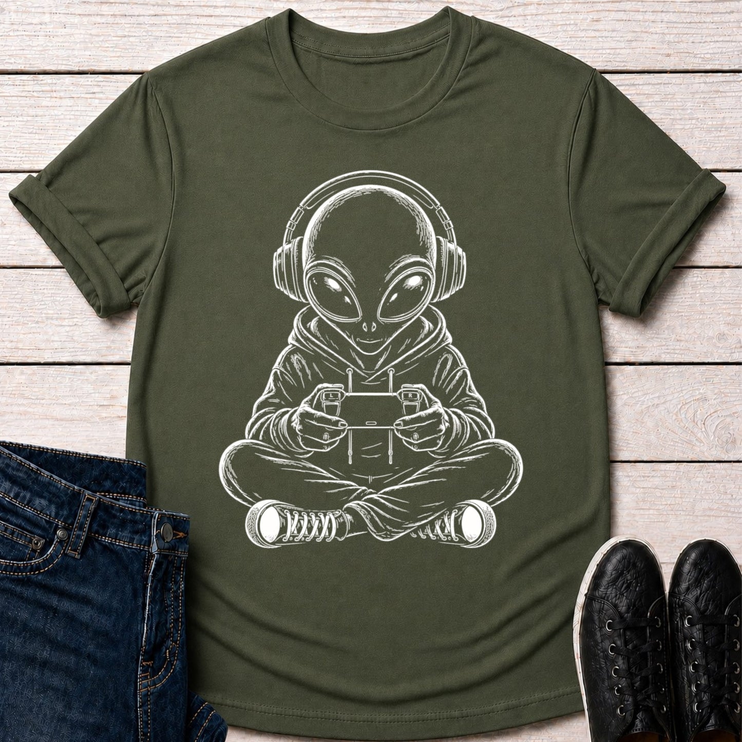 T-Shirt Military Green / S Alien Gamer Vibes T-shirt