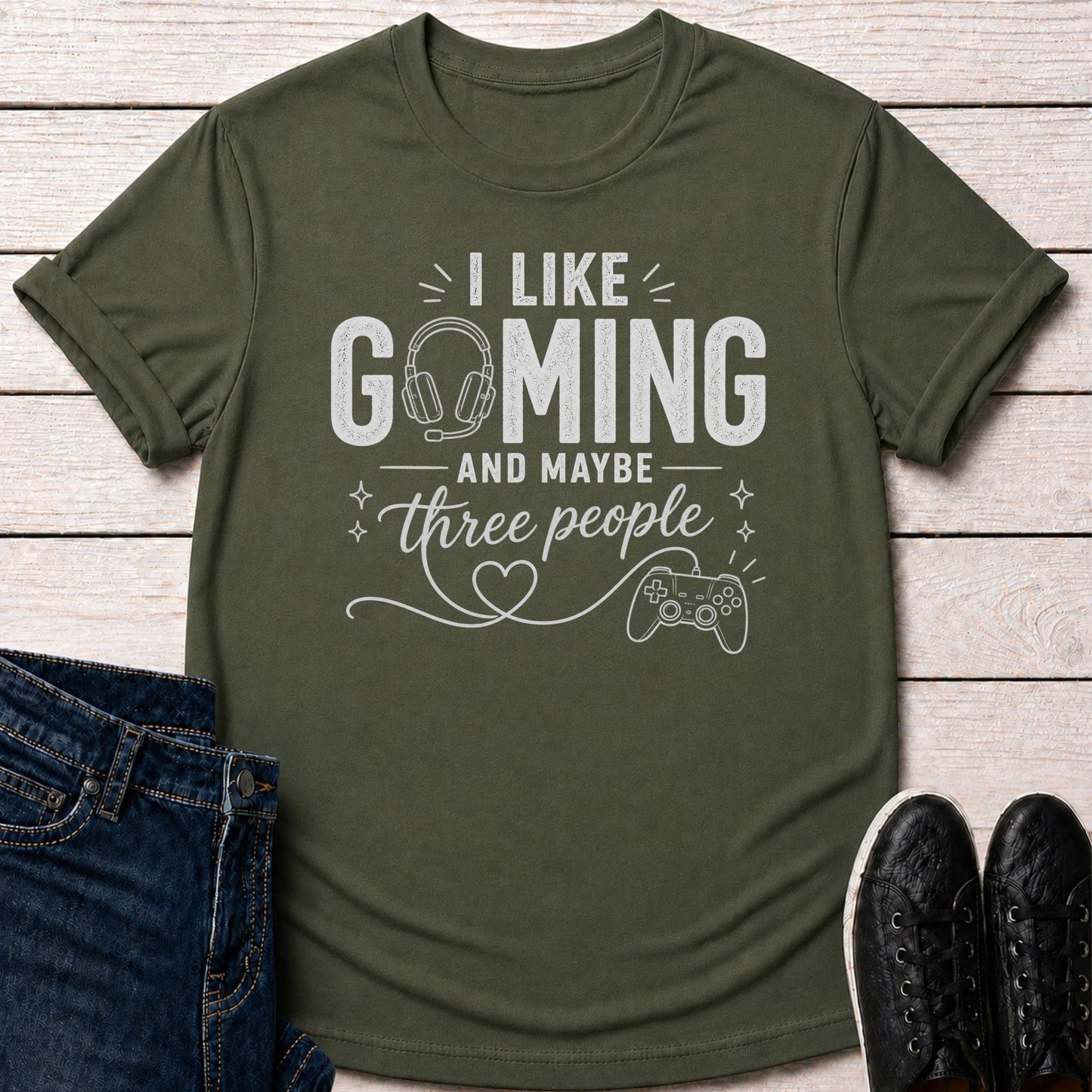 T-Shirt Military Green / S Three People T-shirt