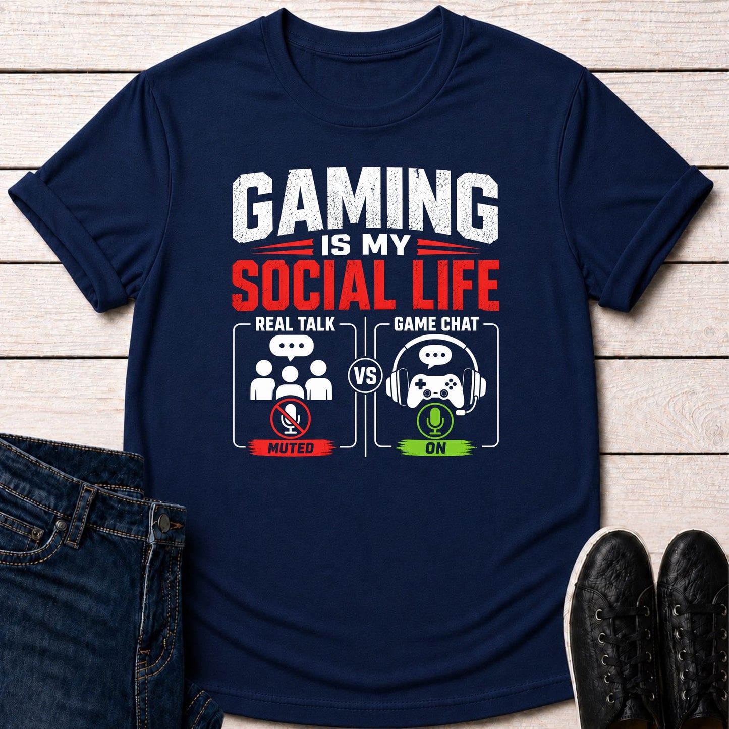 T-Shirt Navy / S Gaming Keeps Me Social T-shirt