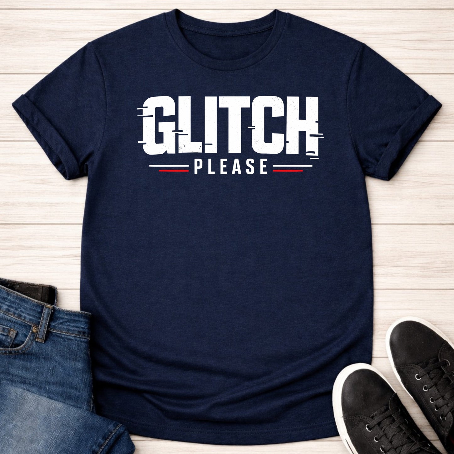 T-Shirt Navy / S Glitch Please T-shirt
