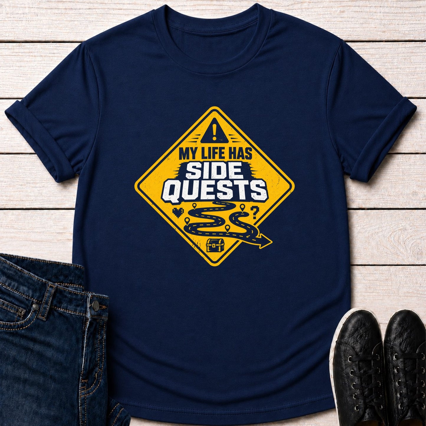 T-Shirt Navy / S Side Quest Warning T-shirt