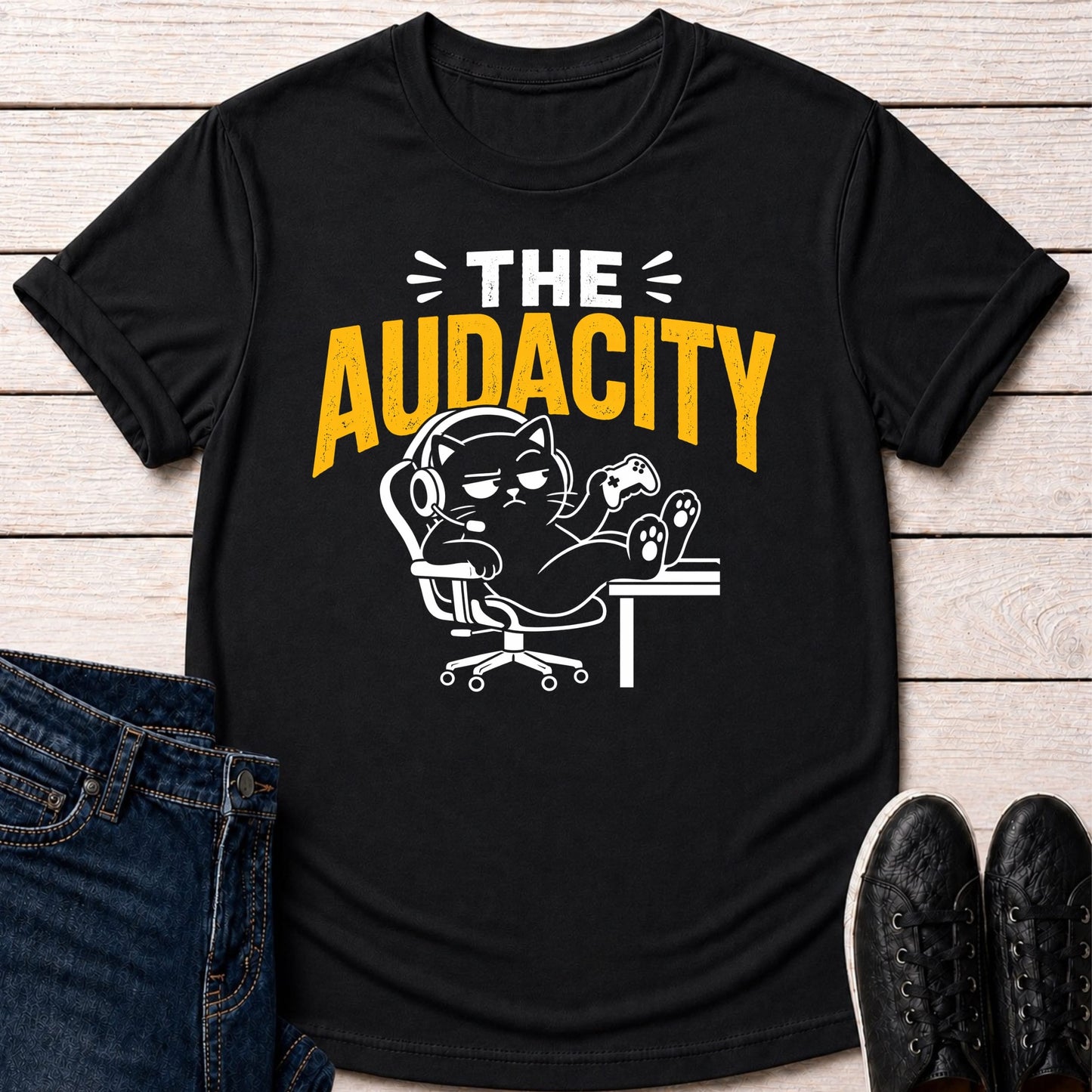 T-Shirt Black / S Audacity Cat T-shirt
