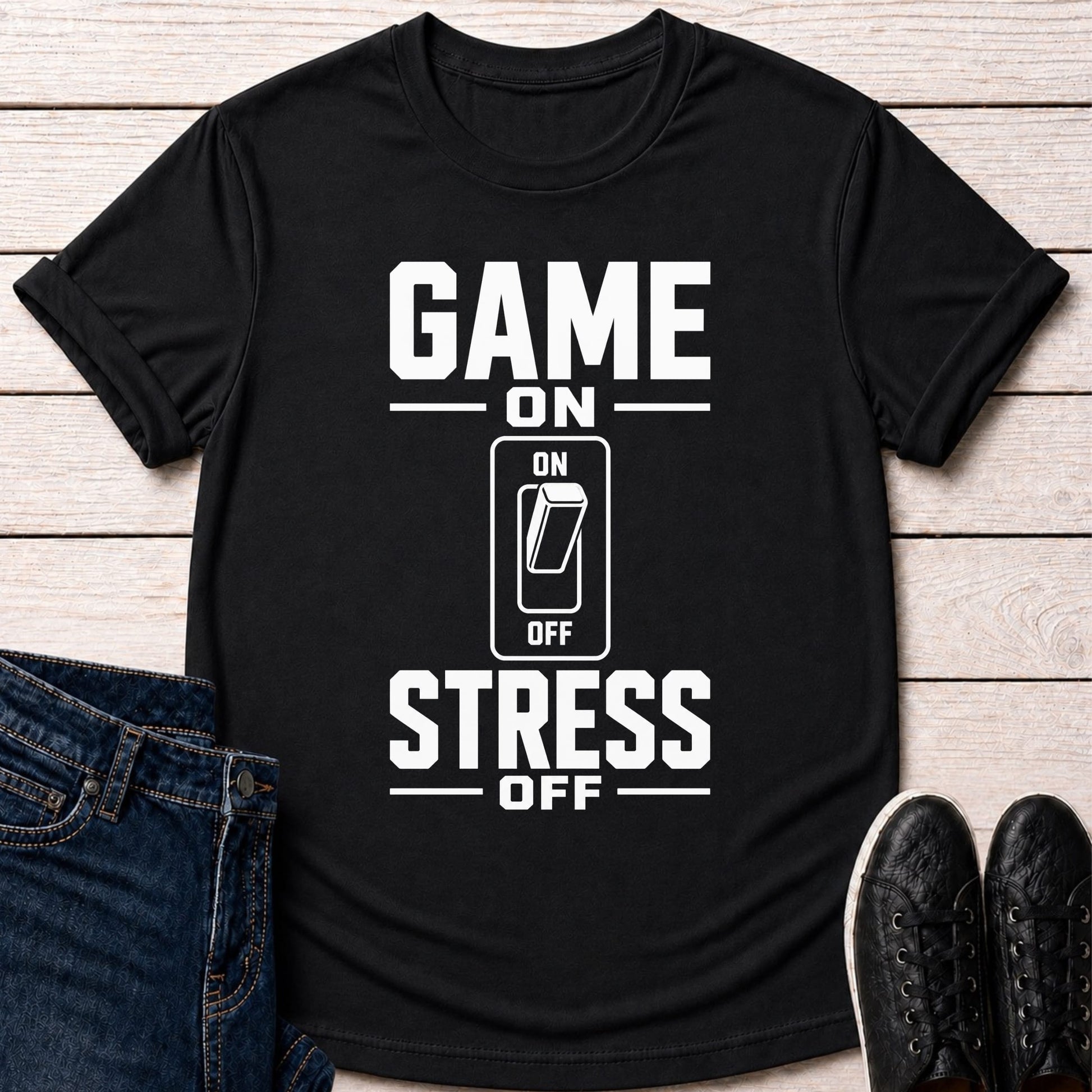 T-Shirt Black / S Game On Stress Off T-shirt