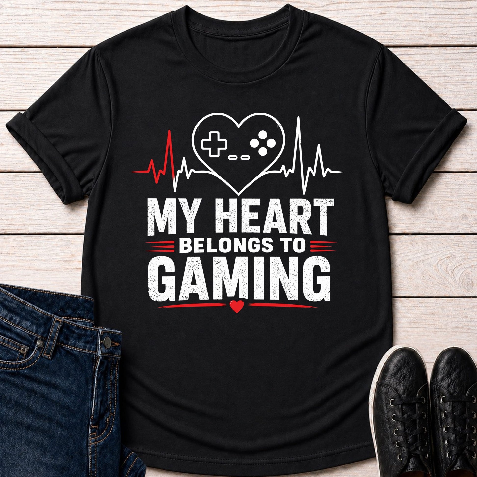 T-Shirt Black / S Gaming Owns My Heartbeat T-shirt