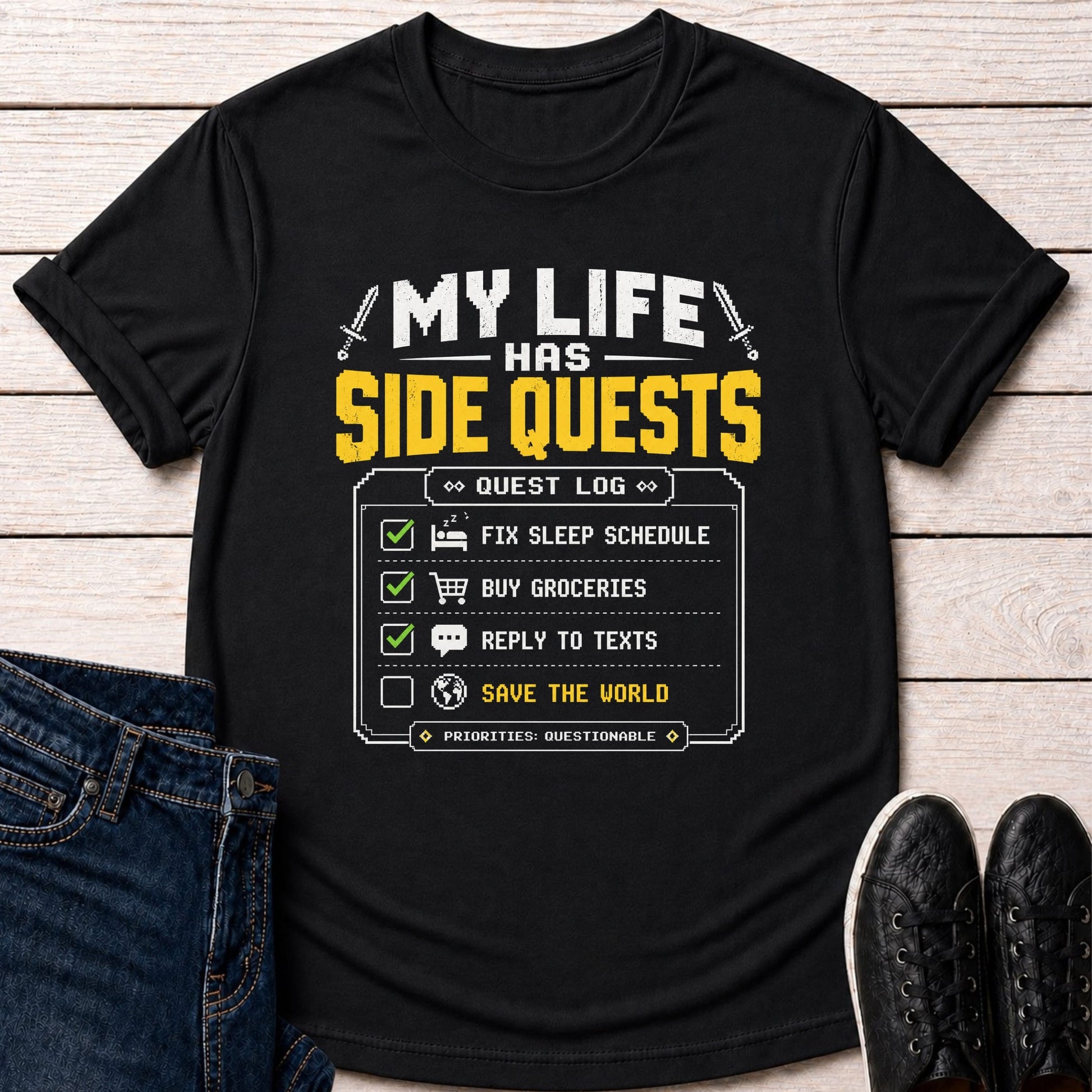 T-Shirt Black / S Quest Log Humor T-shirt