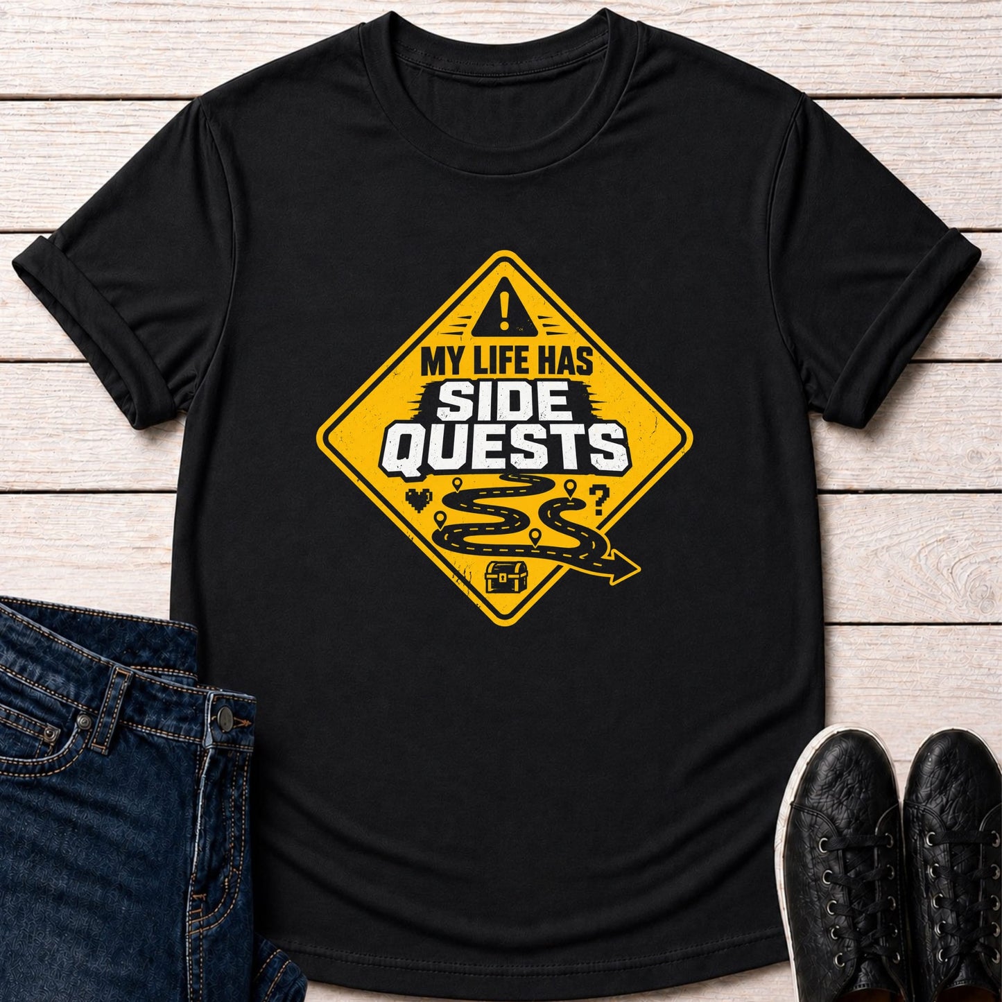 T-Shirt Black / S Side Quest Warning T-shirt