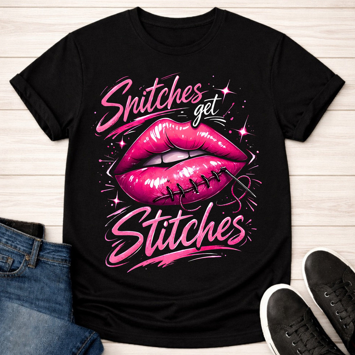 T-Shirt Black / S Snitches Get Stitches T-shirt