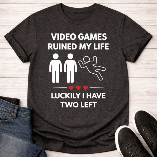 T-Shirt Dark Grey Heather / S 2 Lives Left T-shirt