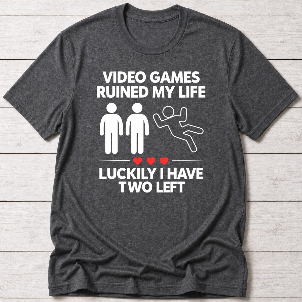 T-Shirt Dark Grey Heather / S 2 Lives Left T-shirt