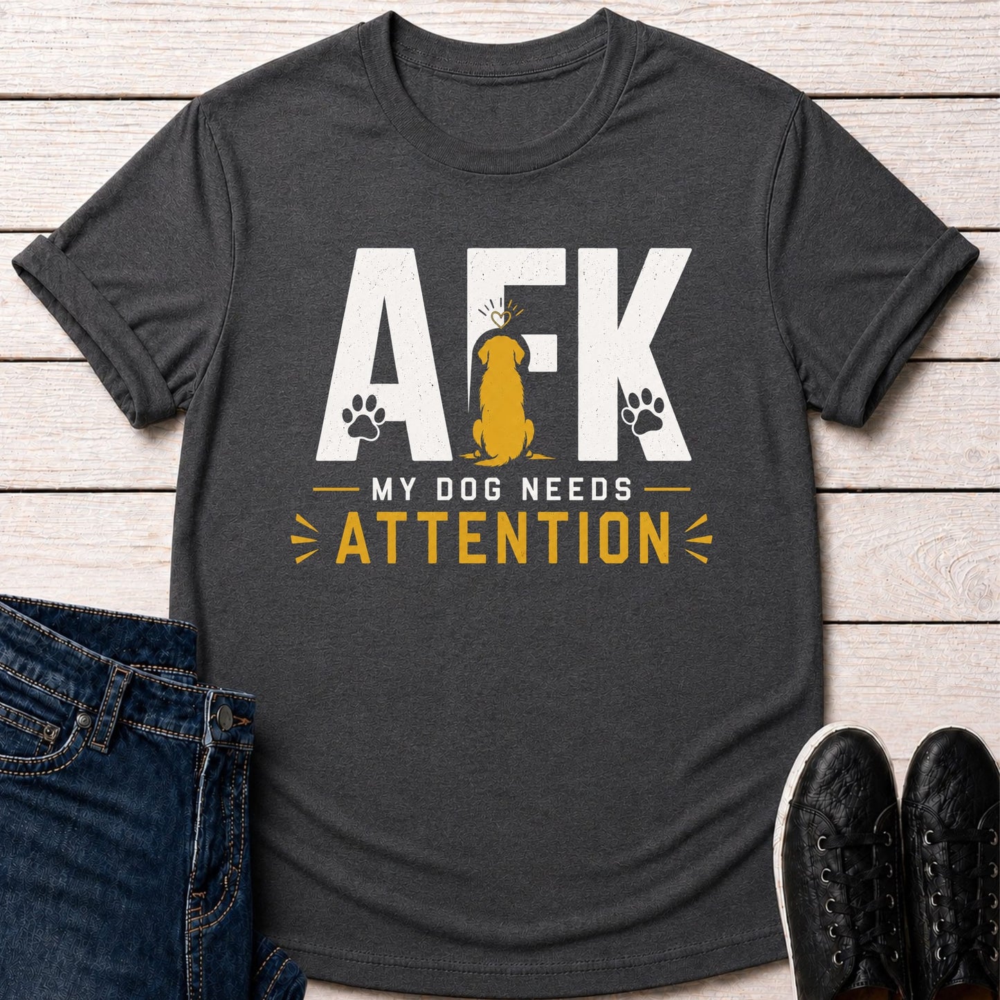 T-Shirt Dark Grey Heather / S AFK Dog Needs Attention T-shirt