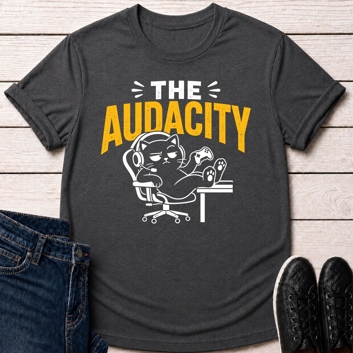 T-Shirt Dark Grey Heather / S Audacity Cat T-shirt