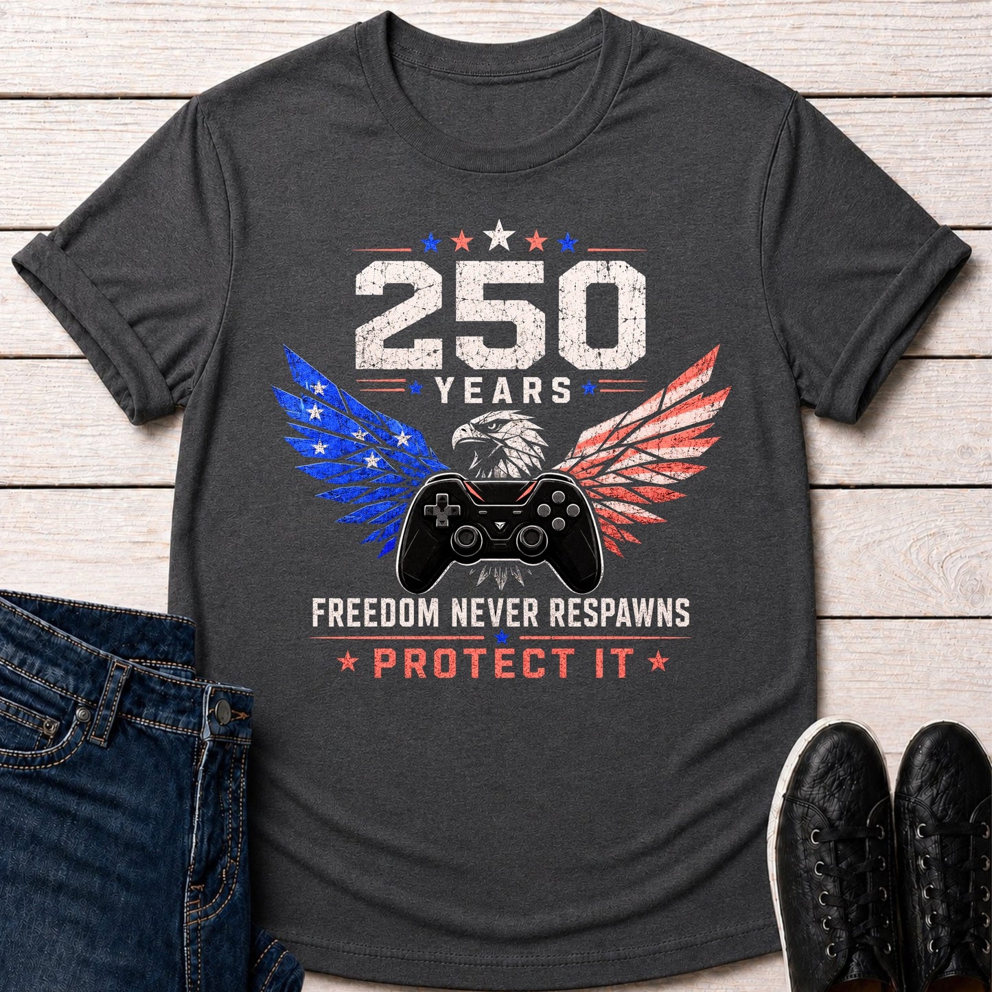 T-Shirt Dark Grey Heather / S Freedom Never Respawns T-shirt