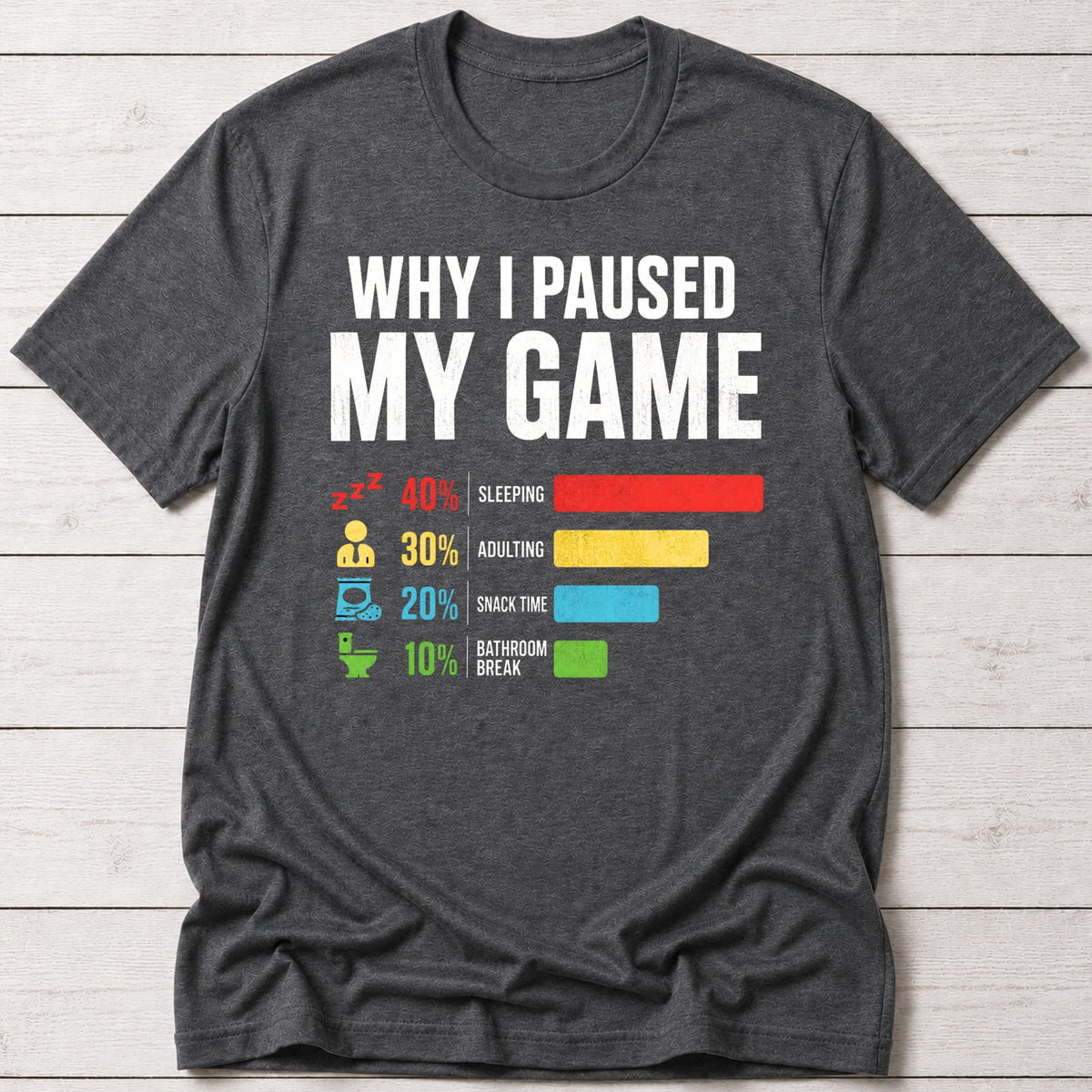 T-Shirt Dark Grey Heather / S Game Paused T-shirt