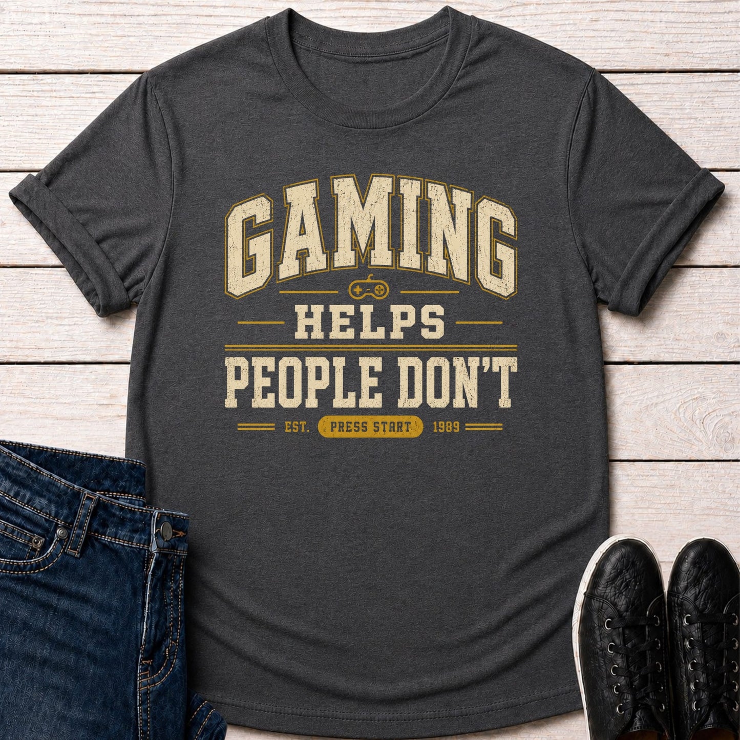 T-Shirt Dark Grey Heather / S Gaming Helps T-shirt