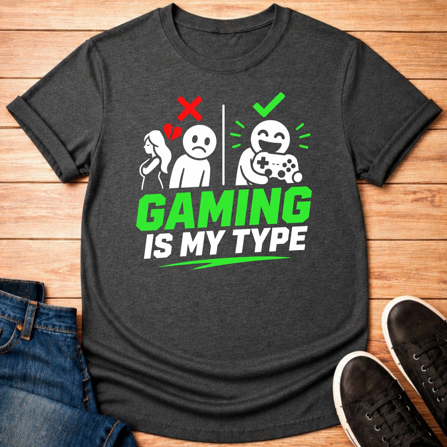 T-Shirt Dark Grey Heather / S Gaming Is My Type T-shirt