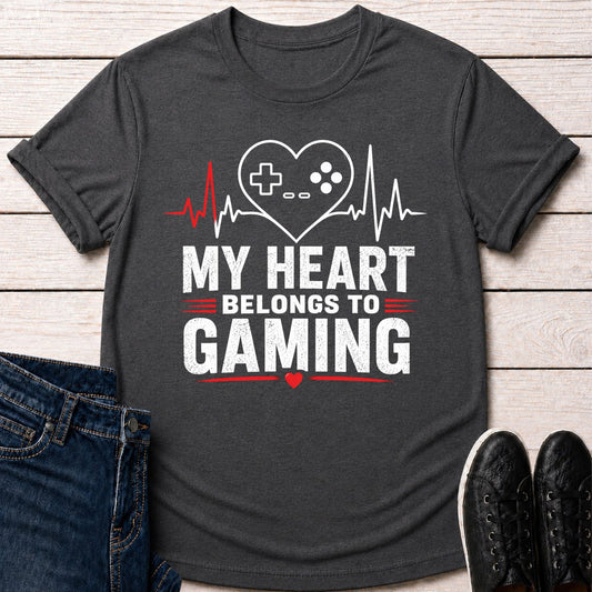 T-Shirt Dark Grey Heather / S Gaming Owns My Heartbeat T-shirt