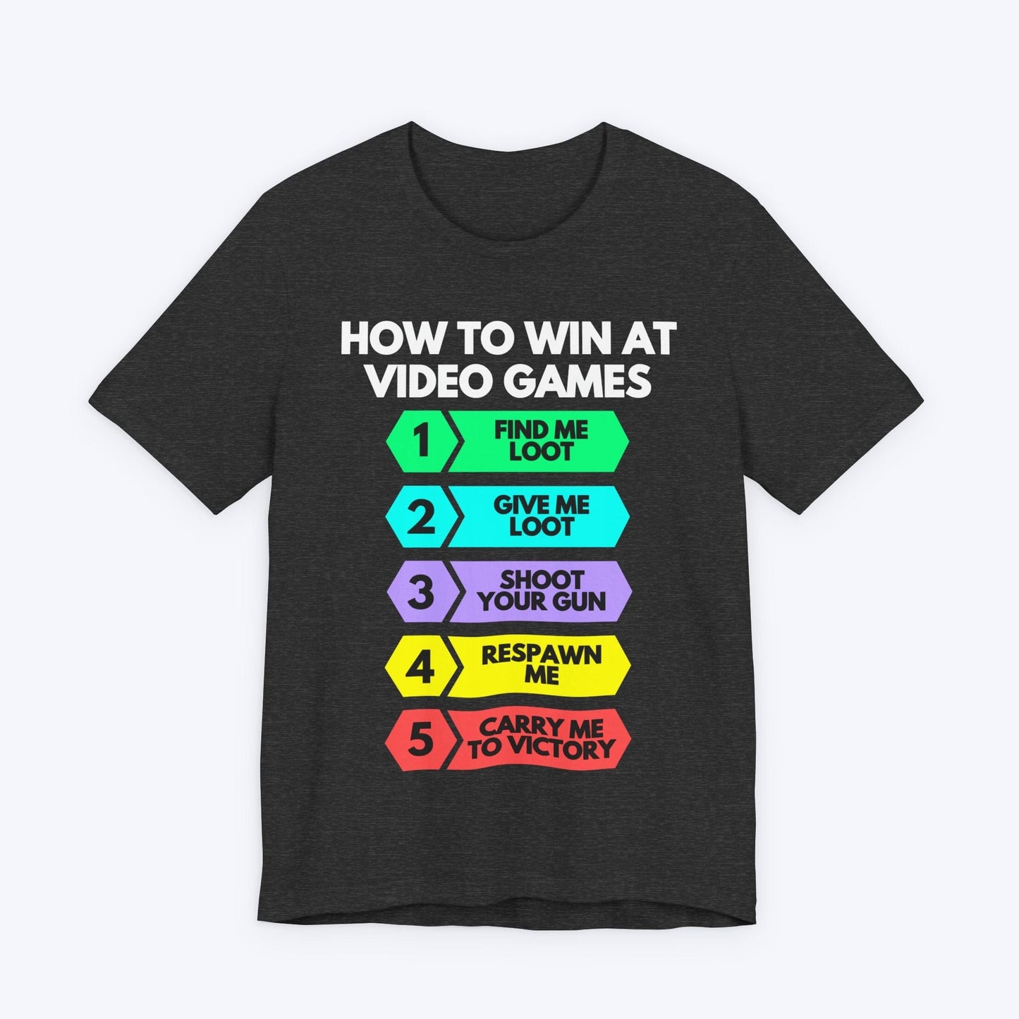 T-Shirt Dark Grey Heather / S How to Win at Video Games (Step by Step) T-shirt