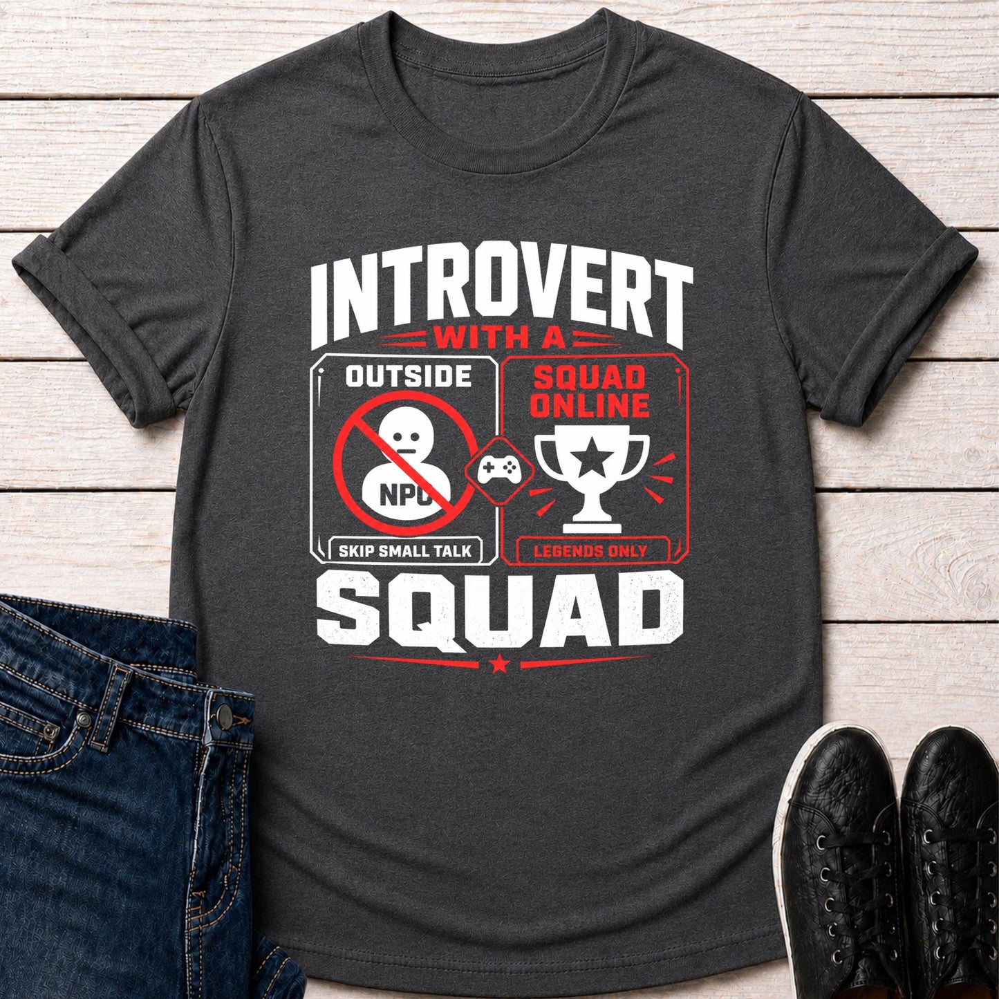 T-Shirt Dark Grey Heather / S Introvert With a Squad T-shirt
