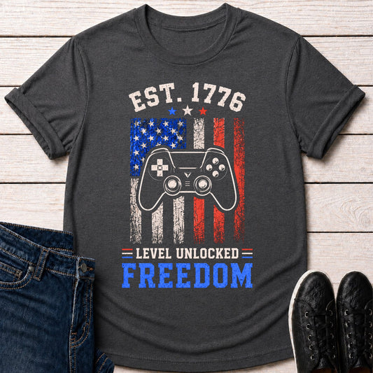 T-Shirt Dark Grey Heather / S Level Unlocked Freedom T-shirt