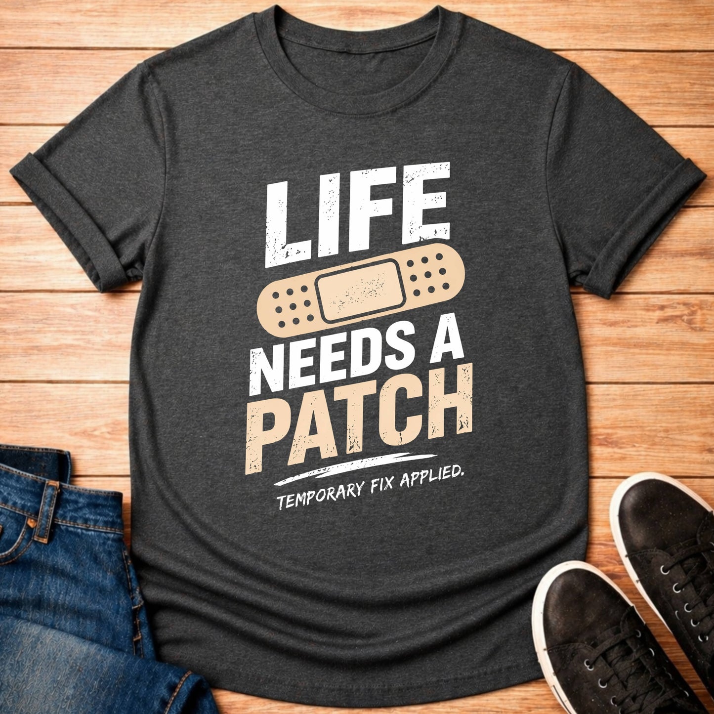 T-Shirt Dark Grey Heather / S Life Needs Patch A T-shirt