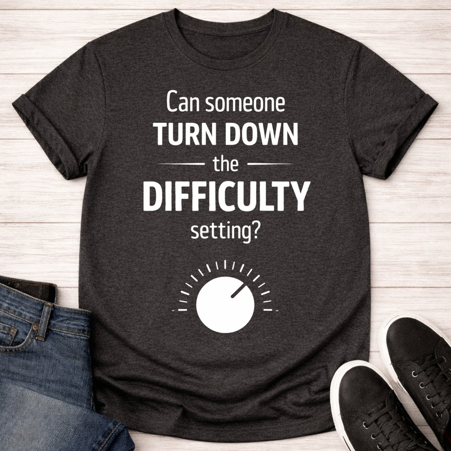 T-Shirt Dark Grey Heather / S Lower the Difficulty T-shirt