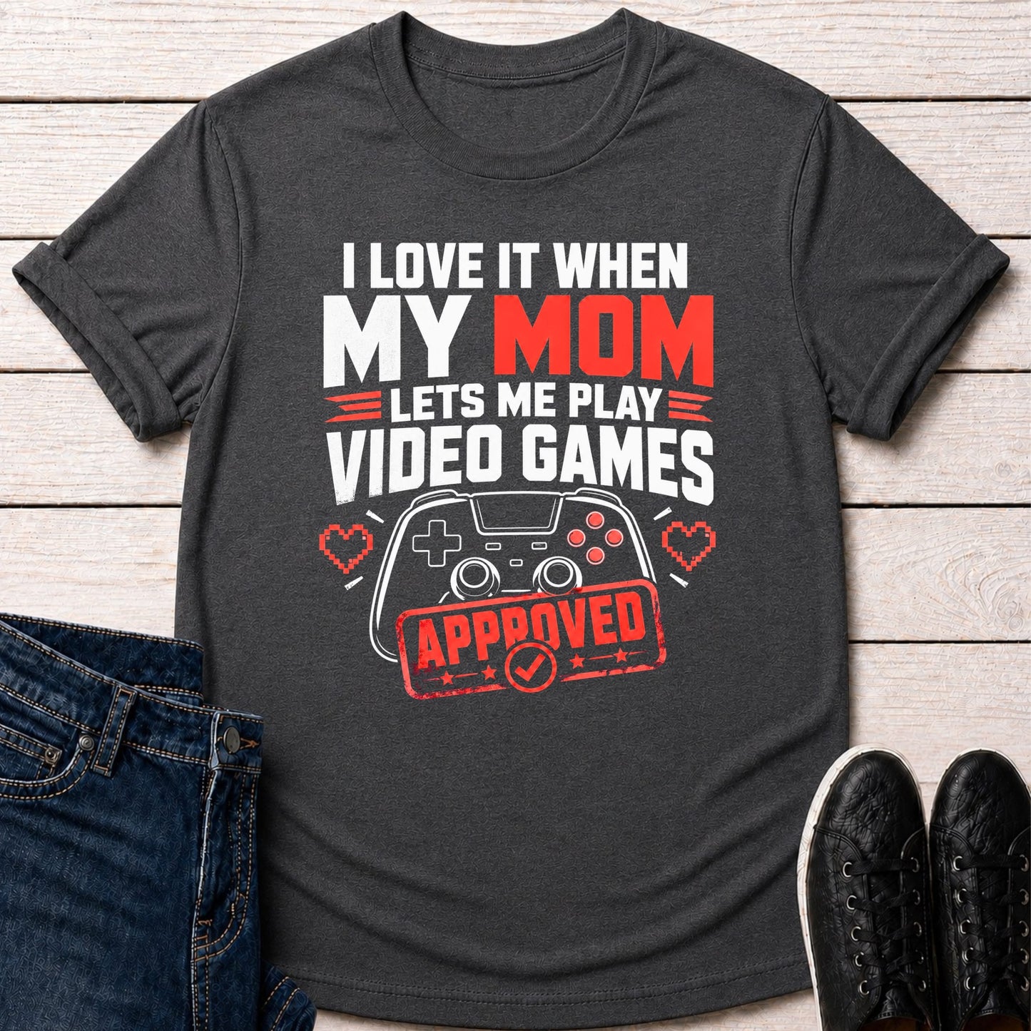 T-Shirt Dark Grey Heather / S Mom Approved Gamer T-shirt
