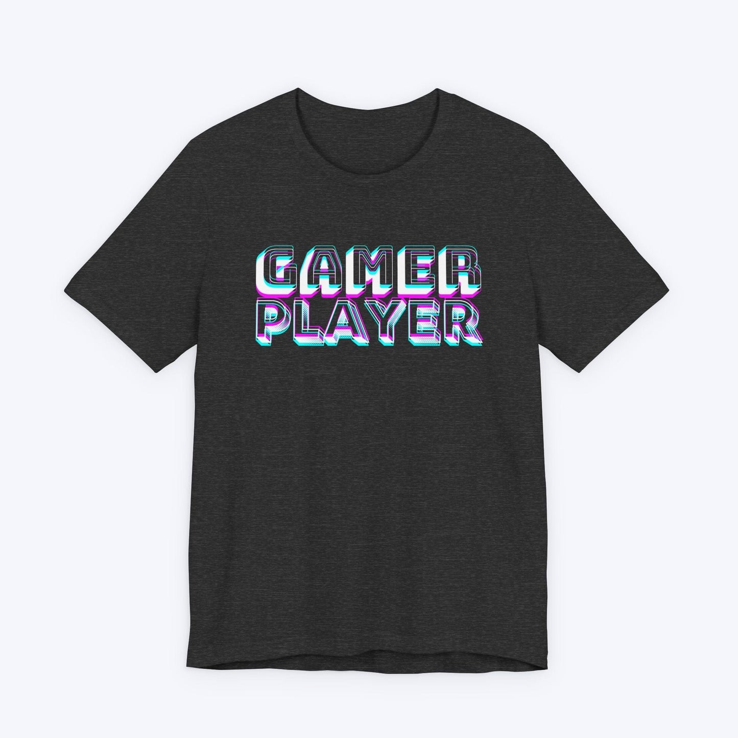 T-Shirt Dark Grey Heather / S Neon Pixels: GAMER PLAYER T-shirt