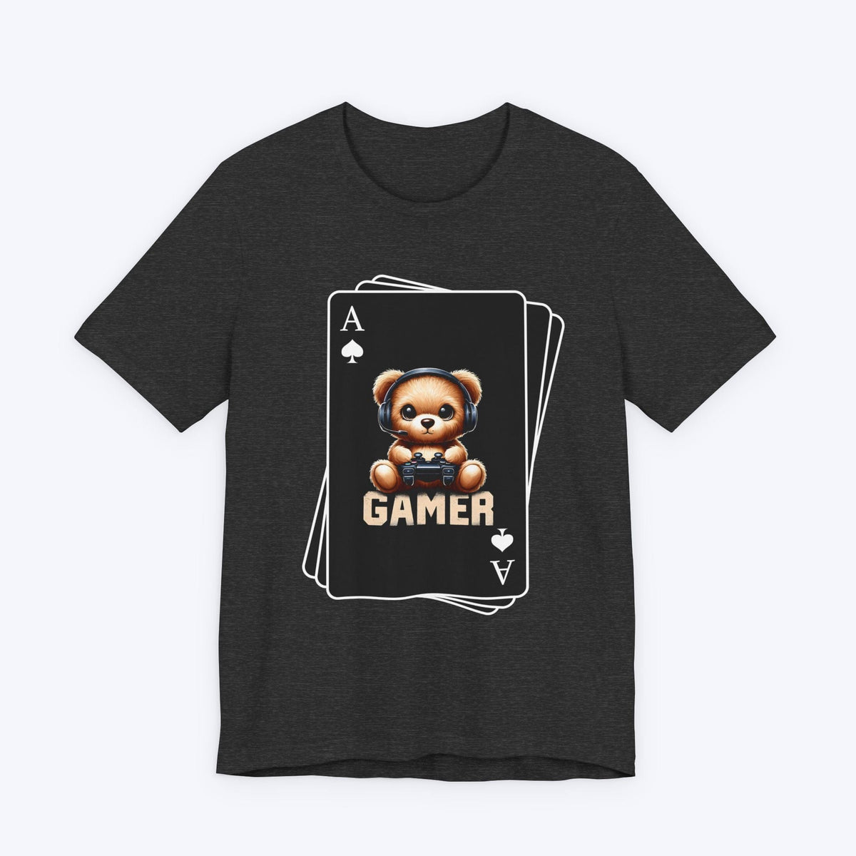 T-Shirt Dark Grey Heather / S Poker Face - Bear Gaming Cards T-shirt