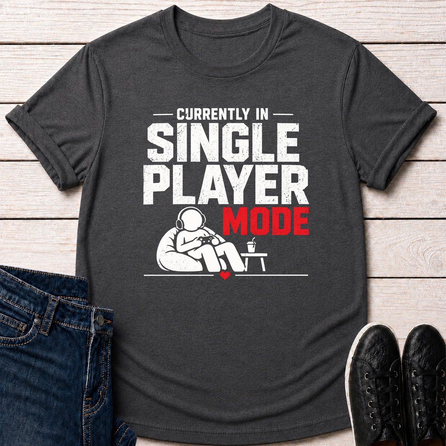 T-Shirt Dark Grey Heather / S Single Player Mode T-shirt
