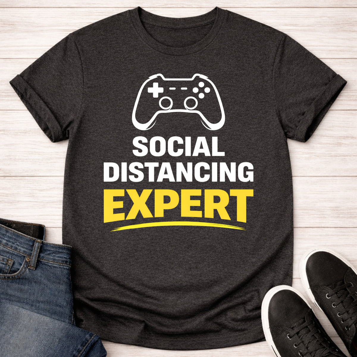 T-Shirt Dark Grey Heather / S Social Distancing Expert T-shirt