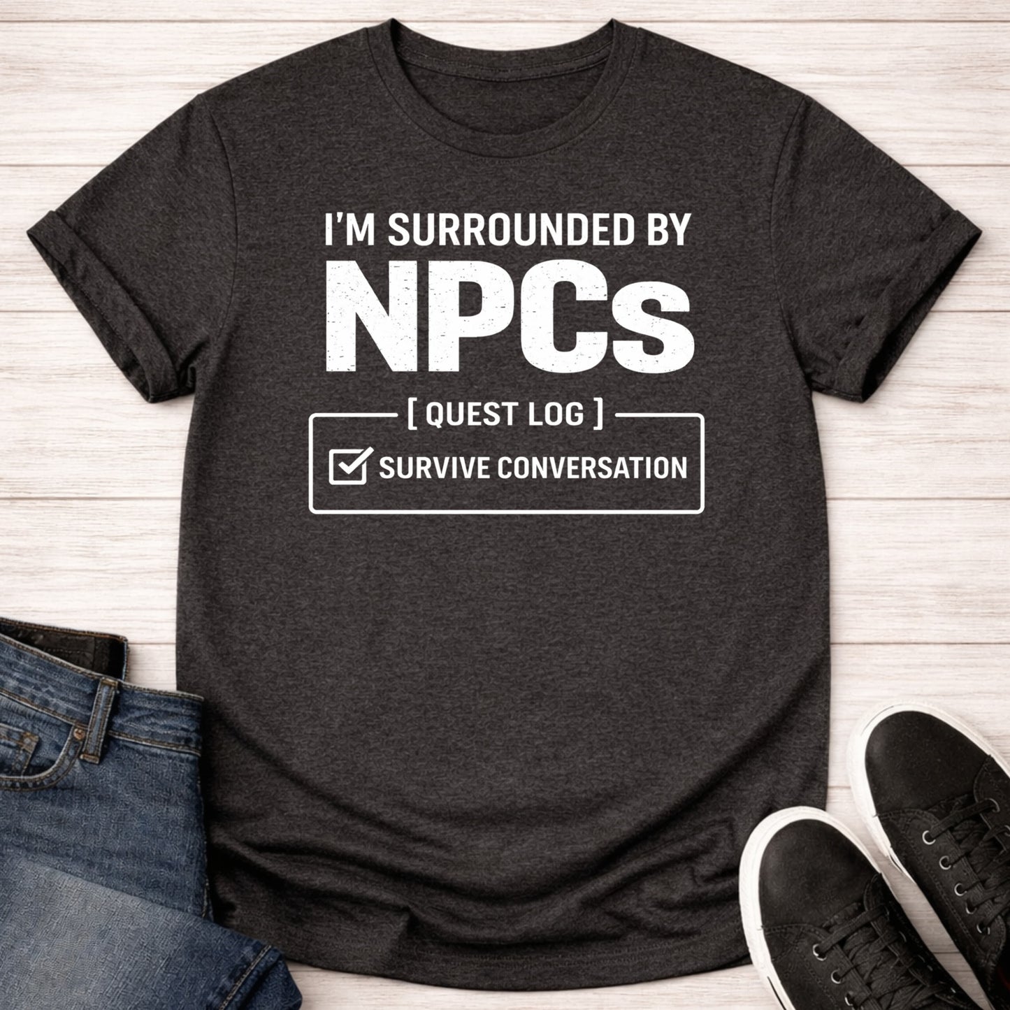 T-Shirt Dark Grey Heather / S Surrounded by NPCs T-shirt