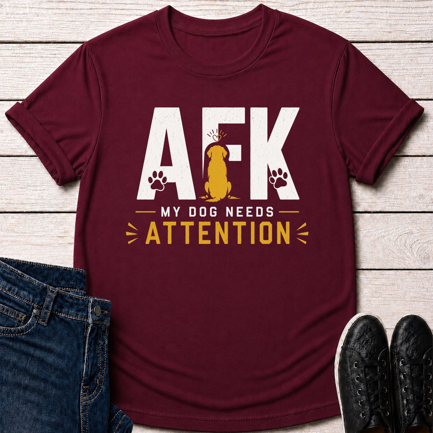 T-Shirt Maroon / S AFK Dog Needs Attention T-shirt