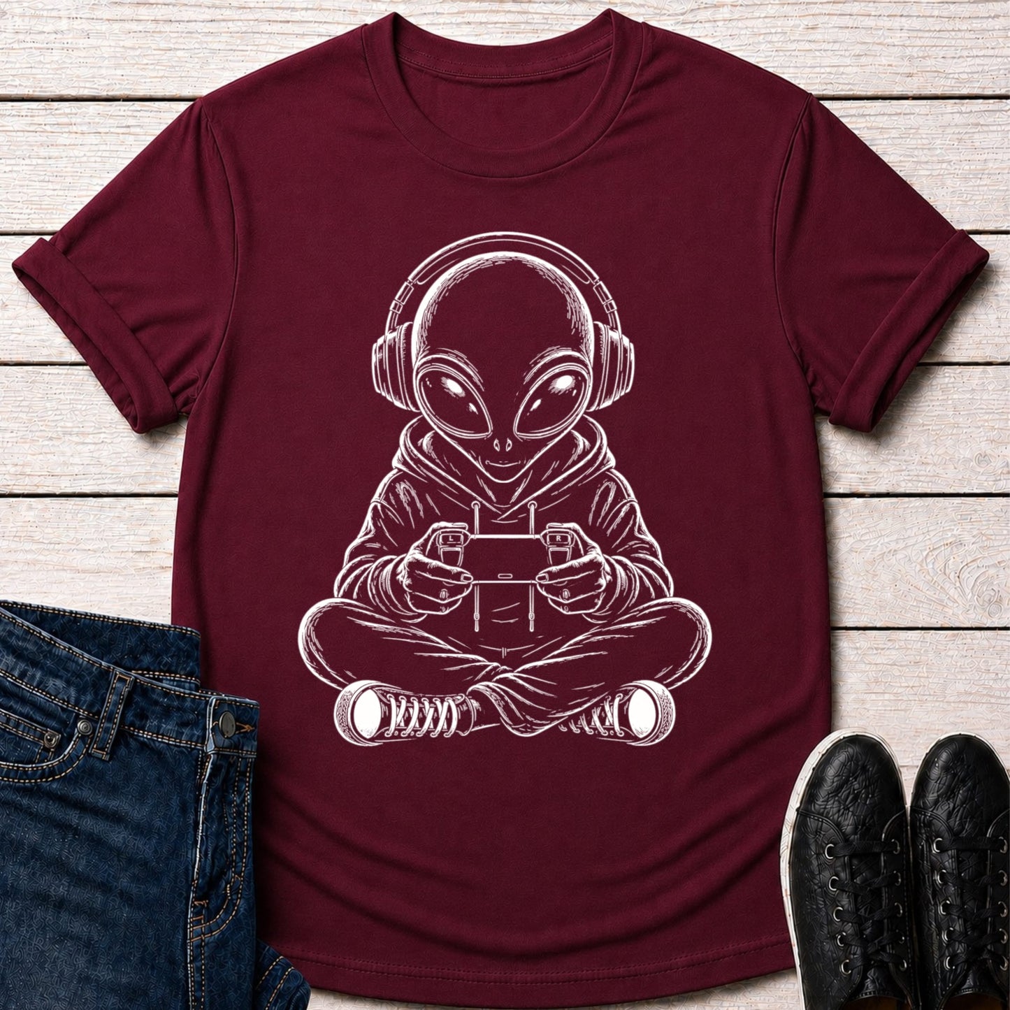 T-Shirt Maroon / S Alien Gamer Vibes T-shirt
