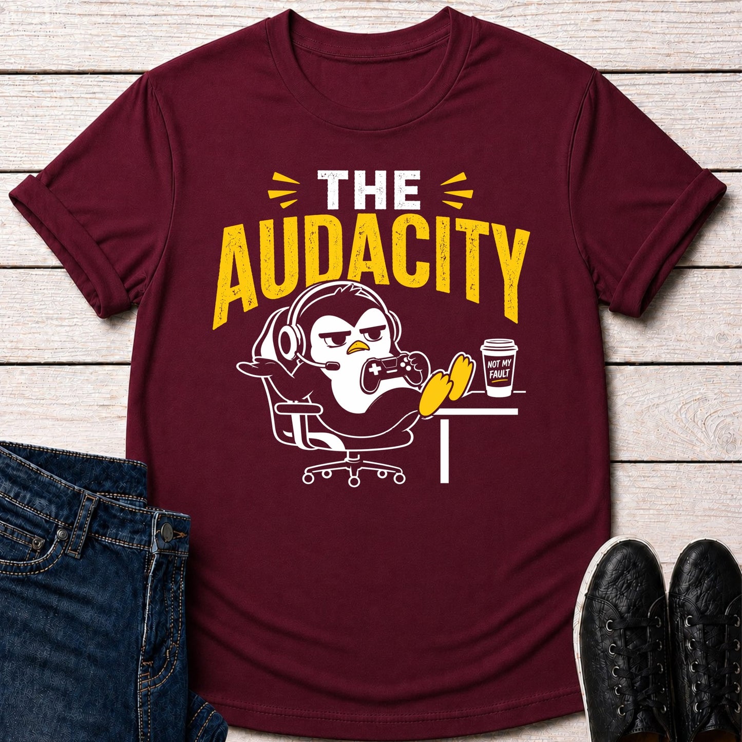T-Shirt Maroon / S Audacity Penguin T-shirt