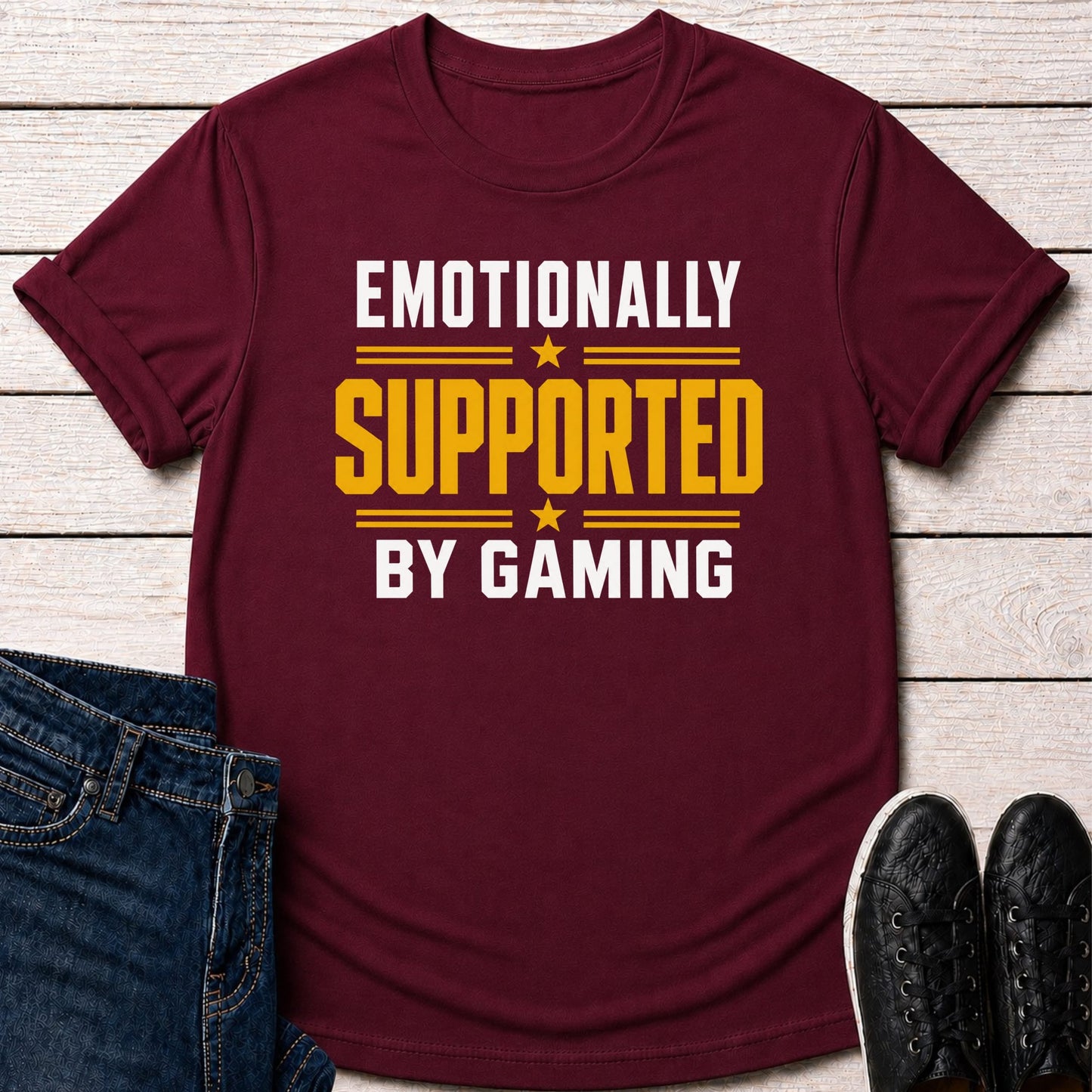 T-Shirt Maroon / S Emotionally Supported Gaming T-shirt