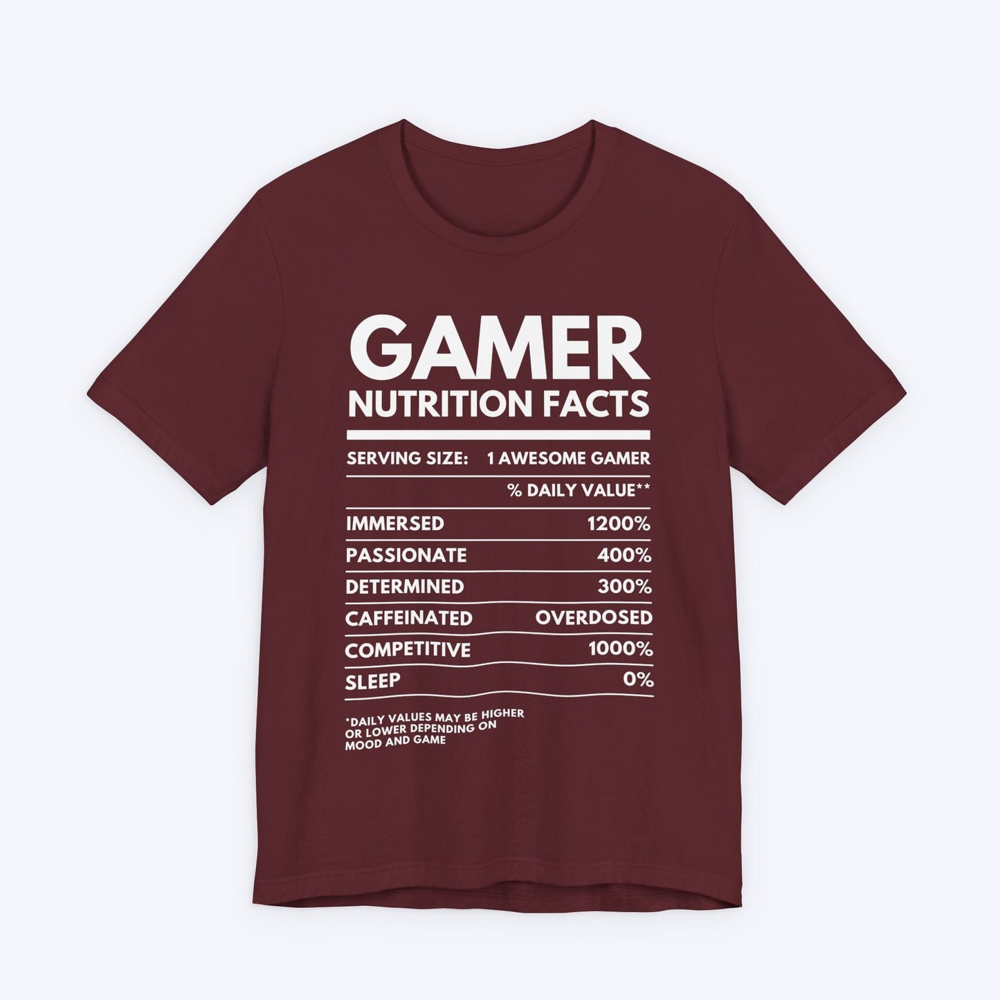 T-Shirt Maroon / S Gamer Nutrition Label T-shirt