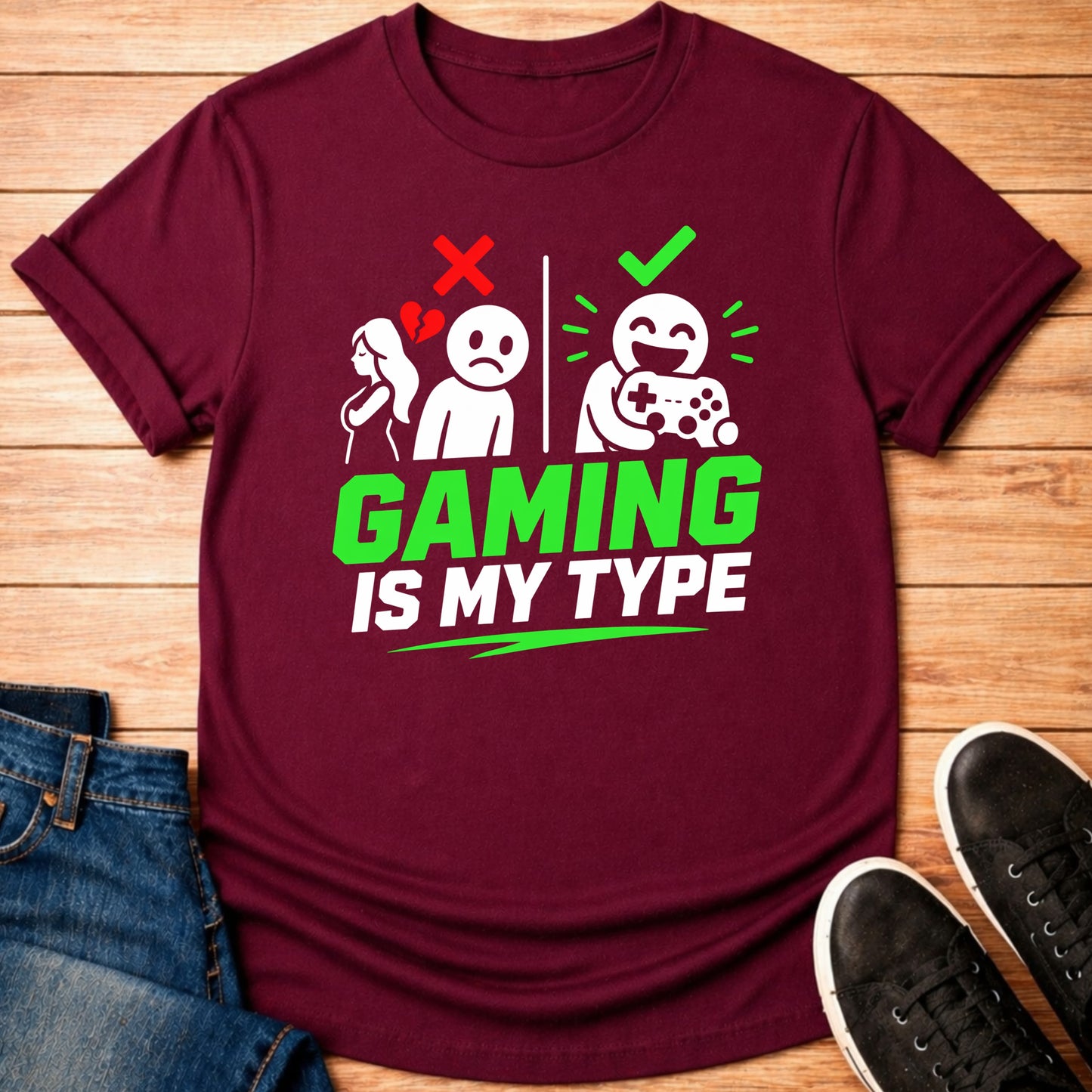T-Shirt Maroon / S Gaming Is My Type T-shirt