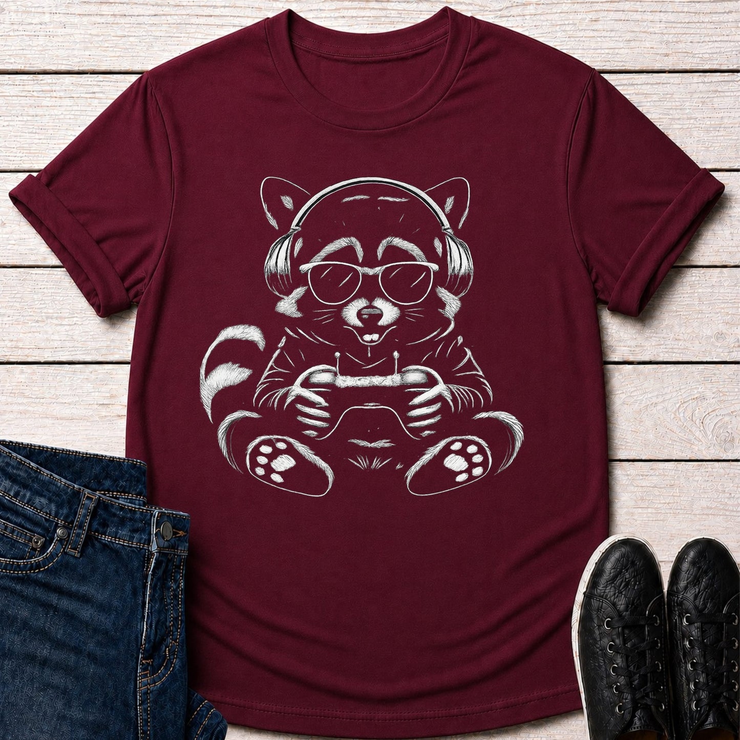 T-Shirt Maroon / S Gaming Raccoon T-shirt