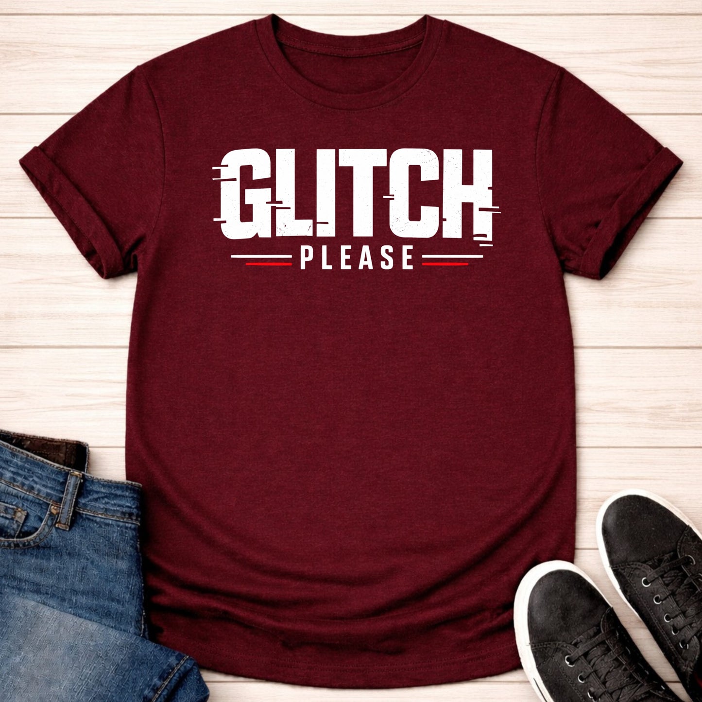 T-Shirt Maroon / S Glitch Please T-shirt