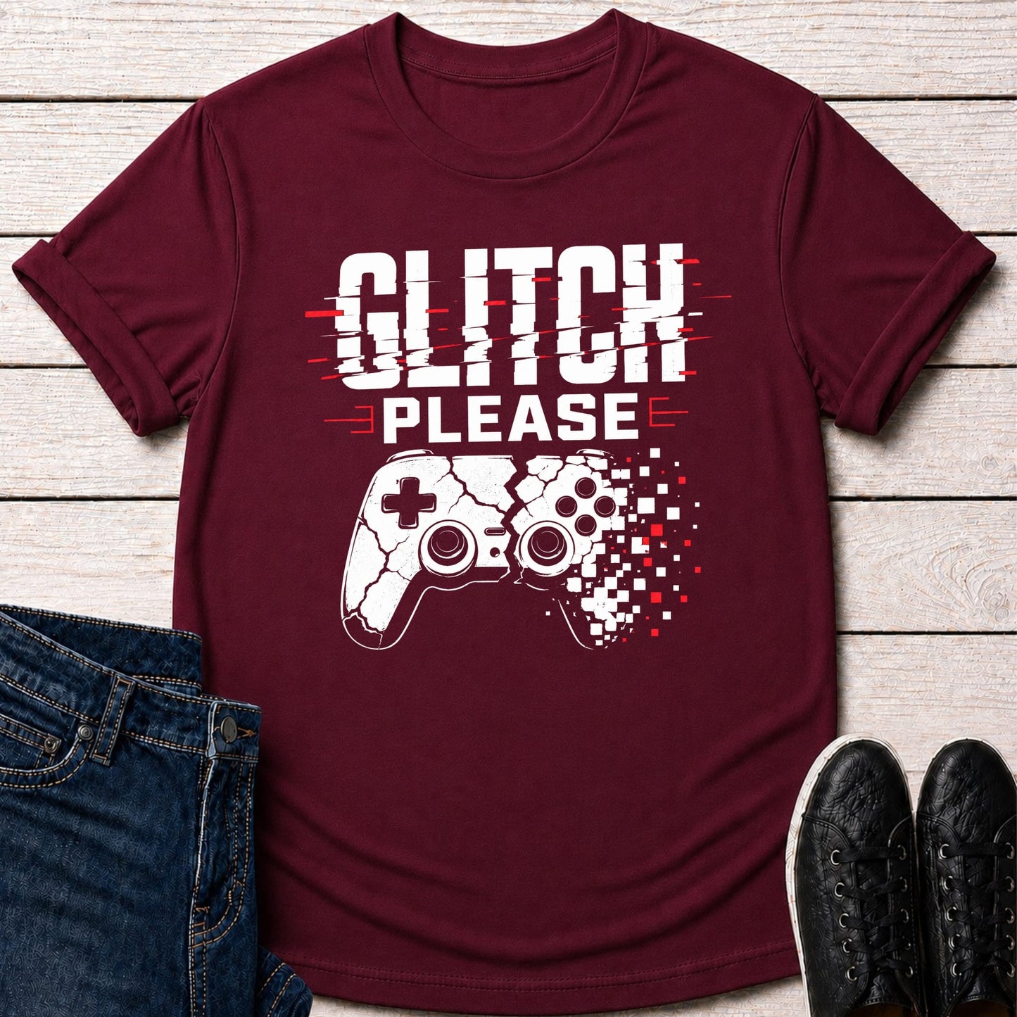 T-Shirt Maroon / S Glitch Please T-shirt