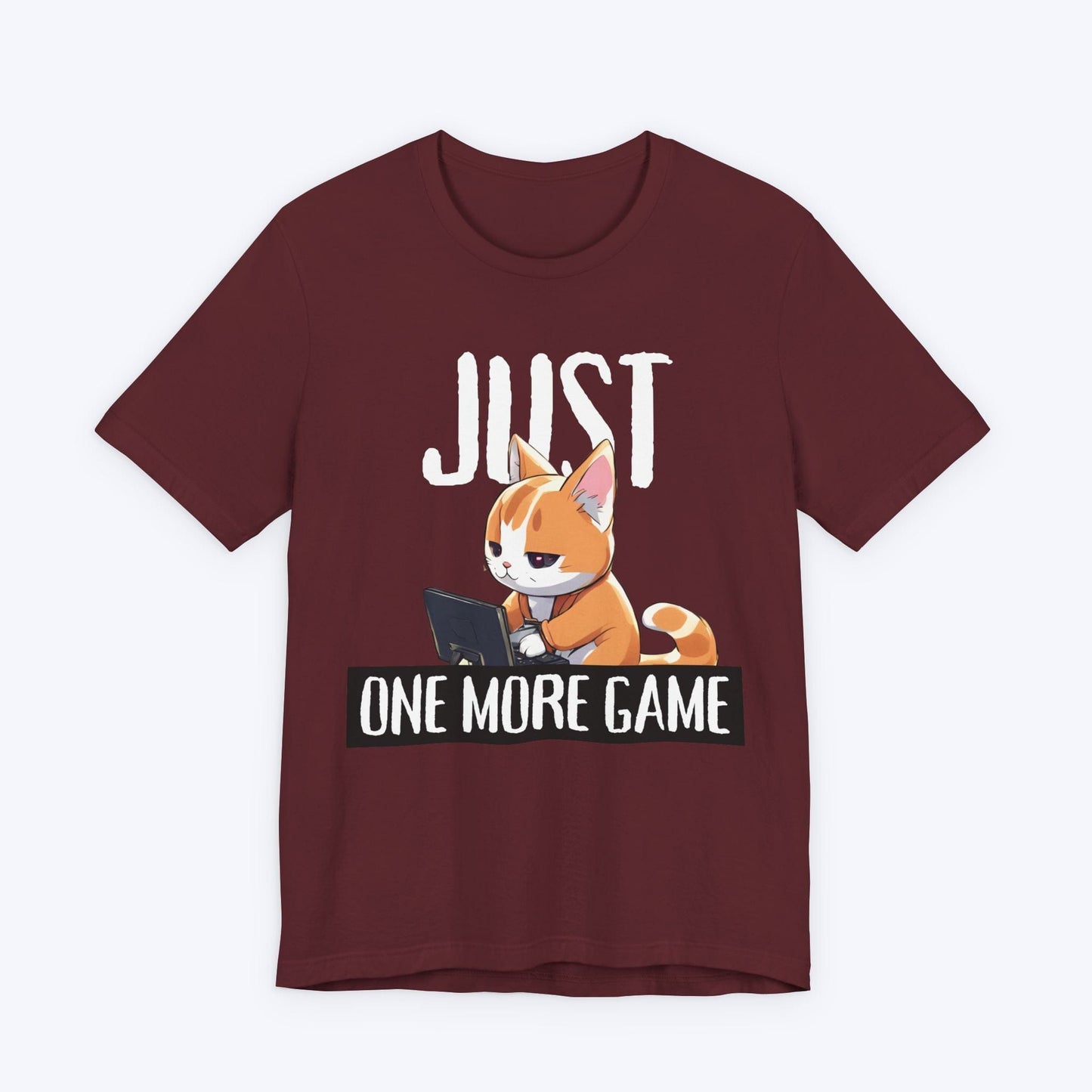 T-Shirt Maroon / S Just One More Game: Anime Cat T-shirt