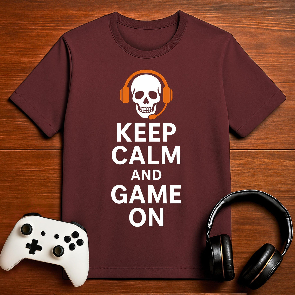 T-Shirt Maroon / S Keep Calm and Game On T-shirt
