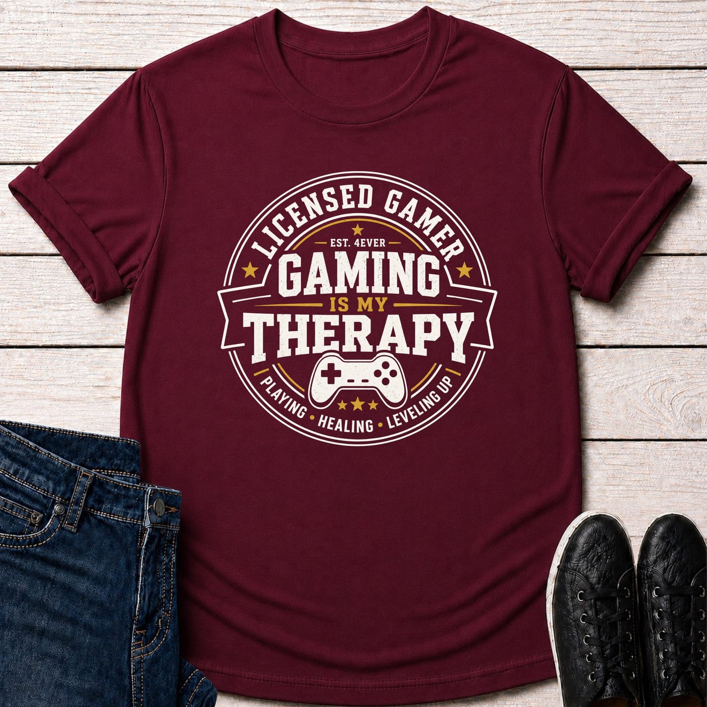 T-Shirt Maroon / S Licensed Gamer Therapy T-shirt