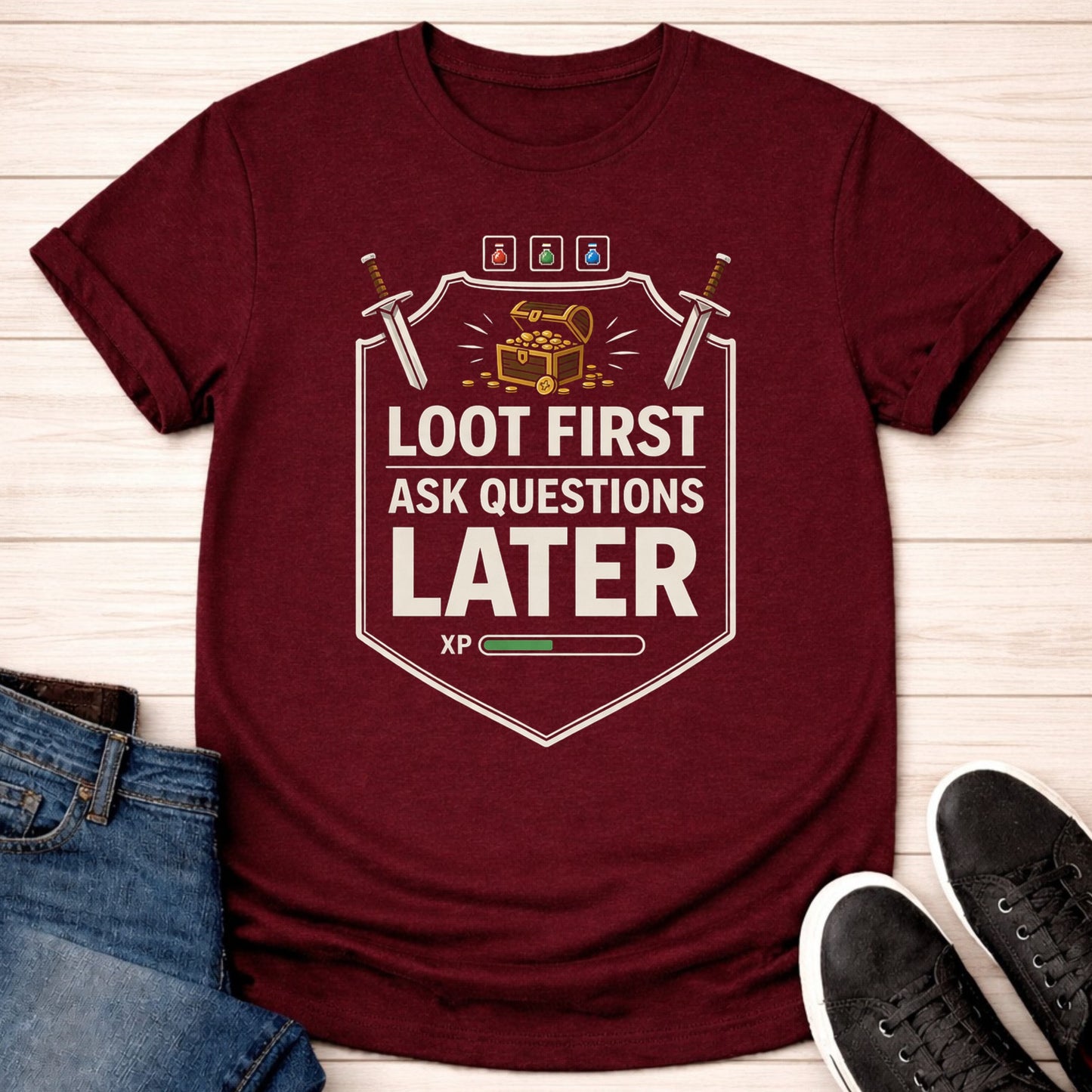 T-Shirt Maroon / S Loot First T-shirt