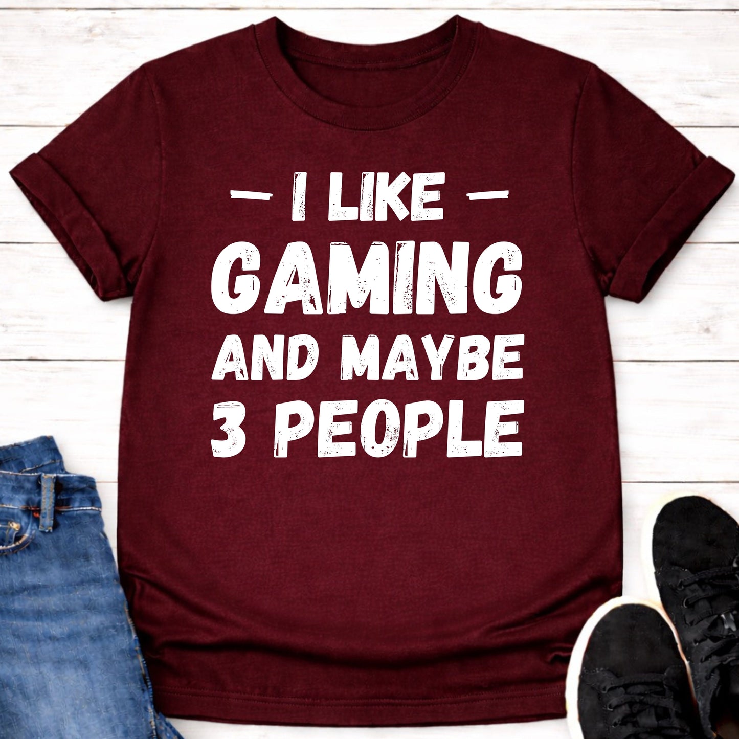 T-Shirt Maroon / S Maybe 3 People T-shirt